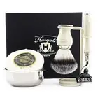 Men's Complete 5 Piece Shaving Set 3 Edge Razors & Synthetic Brush Men's Gift