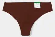 ALFANI Laser-Cut Thong Panty Underwear Size Large Down To Earth Brown