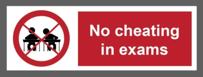 NO CHEATING IN EXAMS STICKER SIGN MULTI SIZE STANDARD OR GLASS STICKER