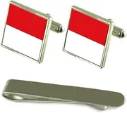 [Select Gifts] Monaco Flag Silver Cufflinks Tie Clip Box Gift Set