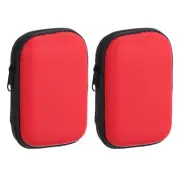 2pcs Earbuds Earphone Cases, EVA EarBuds Zipper Holder with Mesh Pocket,Red