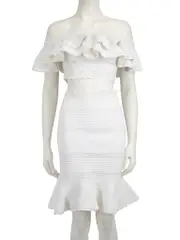 White Ruffle Lace Skirt Set