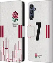 Head Case Designs Officially Licensed England Rugby Union Position 7 2022/23 Players Home Kit Leather Book Wallet Case Cover Compatible with Samsung Galaxy A15