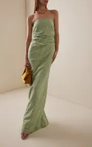[Bernadette] Vera Strapless Jacquard Maxi Dress