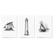 Set of Nautical Coast Drawings Coastal Wall Art #2