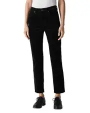 Eileen Fisher High Waist Slim Velveteen Ankle Jeans in Black
