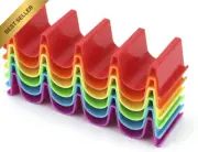 Taco Holder Stand Set of 6, Colorful Wave Shape Taco Tray for Parties