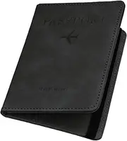 [ILIYAH] Passport Covers RFID Passport Holder Leather Passport Holder Passport Case Wallet(Black)