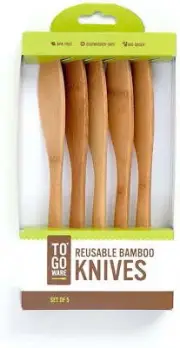 To Go Ware Reusable Bamboo Knives | Camping Utensils | Eco Friendly (Pack of 5)