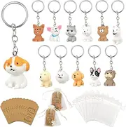 12 PACK Puppy Dog Party Favors Puppy Key Chain With Organza Bags Thank You Kraft Tags For Back To School Item Birthday Party Favors Backpack Key Decorations Classroom Rewards Dog Theme Supplies