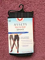 Spanx Red Hot Label sz 2/B Black Textured Three Stripe Mesh Tights # 2056 NWT