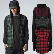 Urban classics - HOODED flannel lumberjack shirt Red L