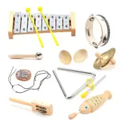 9 Pcs Wooden Hand Orff Percussion Musical Instruments Rhythm Device