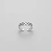 TJS 925 Sterling Silver Toe Ring Braid Weave Design Adjustable Body Jewellery