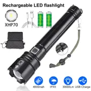 LED COB Flashlight Super Bright Zoomable USB Rechargeable Torch Lamp Work Lights