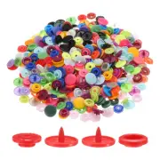 200 Set Plastic Snaps T5 Round Resin No-Sew Button Fasteners Kit, Mixed Color