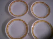 Corelle Spot On Set of 4 Bread & Butter Plates 6 3/4" Yellow Dots EXCELLENT!!