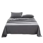 Deluxe Washed Cotton Sheet Set Single Black
