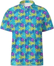 [Pocxoep] Turtle Henley Shirt Men's Funny Polo T-Shirts Button Up Short Sleeve Turtle Outfit Shirt for Men