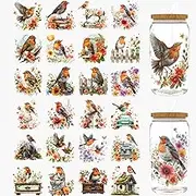 Dorsbaby 24pcs Summer Robin Bird UV DTF Cup Wraps,UV DTF Transfer Paper for 16oz, Glasses, Tables, Chairs, Computers, High Viscosity UV DTF Wrap