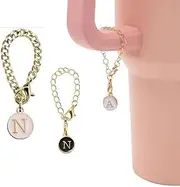 [Generic] Charm Accessories for Stanley Cup, Name ID Letter Handle Charm For Stanley Tumbler, Initial Identification Charms Letter Charm Accessories for Stanley Tumbler(N,two rounded), two rounded, No Gemstone