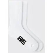 Mens White Be Mine Jacquard Socks