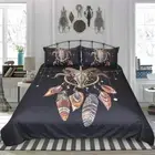 Beautiful Feathers Ox Head 3D Quilt Duvet Doona Cover Set Pillow case Print