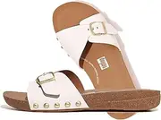 [FitFlop] Women's Iqushion Adjustable Buckle Leather Slides Sandal