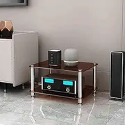 Tempered Glass Console Stand, Heavy Duty AV Media Stand, Large Professional Audio Tower Rack, Gaming Entertainment Center Rack, Video Game Console Shelf,Brown 2 Tiers