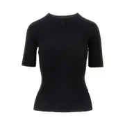 [COURREGES] COURREGES Solar Light short-sleeved sweater Woman XS XS Black