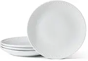 Everyday White by Fitz and Floyd Beaded Set of 4 Coupe Dinner Plate, 10.5 Inch