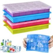 4pcs Silicone 24 Grids Ice Cube Tray With Lid Mold Maker Tool Square Mould