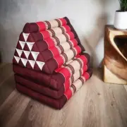JUMBO 3 FOLDS Thai Triangle Cushion Triangular Pillow Foldout Daybed Mat Red