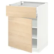 METOD / MAXIMERA base cabinet with drawer/door, white/Askersund light ash effect, 60x60x80 cm
