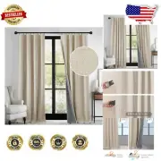 Stylish 108 Inch Linen Textured Thermal Curtains - Blackout Solution for Home
