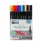 The Art Studio Water Based Fibre Tip Pen 1.0mm Assorted Colours 12 Pack
