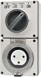 3 Round PIN 32A Switched Socket 250V IP66 | Tesla