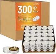 AlterEgo Unscented Tea Lights - 300 Pack Tealight Candles - 4+ Hour Burn Time - Clean-Burning White Palm Smokeless Votive Tealights Candles for Home, Shabbat & Anniversaries (300Packing)