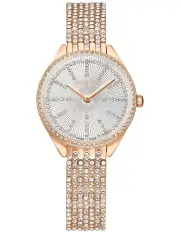 [Swarovski] Attract Watch Swiss Made Full Pave Metal Bracelet Rose Gold-Tone Finish in Rose