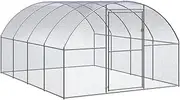 vidaXL Outdoor Chicken Coop- Durable Galvanized Steel Construction with Extension Frame - Silver - Spacious for Poultry