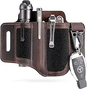 VIPERADE PL3 Multitool Sheath, Leather Sheath with DIY Patch Area, EDC Pocket Organizer for Men, Leatherman Sheath Flashlight Holder with Pen Holder, EDC Belt Organizer with Key Holder