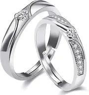 [Uloveido] 2 pcs Adjustable His and Hers Engagement Ring Set Puzzle Matching Heart Wedding Bands Couples Gifts LB018