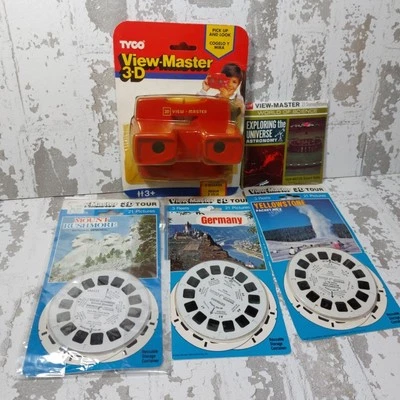 4 View-Master Reels Yellowstone, Germany, Mount Rushmore, Universe Tyco Viewer