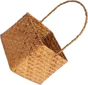 ANDRESLAD Woven Basket with Handle Handheld Decorative Flower Basket for Weddings Picnics and Home Organization Chic Seagrass Design for Effortless Transport and Stylish Storage
