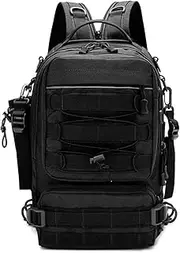 DJDLFA Fishing Tackle Backpack Storage Bag Men Outdoor Shoulder Fishing Lure Gear Bags with Rod Pole Holder Camping Hunting Hiking Pack(Black)