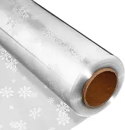 Clear Cellophane Wrap Roll: Width 33.9 Inches Length 98.4 Feet| 3 Mil Thicken Christmas Snowflake Cellophane Roll Crystal Wrappings for Hampers Baskets Flower Florist Wrap (Color : As Shown, Size :