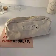 Applique Canvas Pencil Case Beige - One Size
