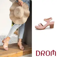 在飛比找momo購物網優惠-【DROM】高跟涼鞋 寬楦涼鞋/寬楦舒適典雅刻花金屬扣造型高