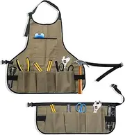 Realand Tool Apron + Waist Tool Belt, Durable Oxford Work Apron Vest for Carpenter Garden Woodworker Shop, Woodworking Aprons for Men Women
