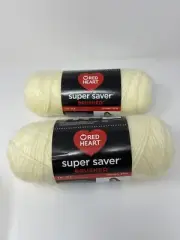 Red Heart Super Saver Brushed Yarn-Cream -E309-0510 ~ Lot Of 2 Skeins